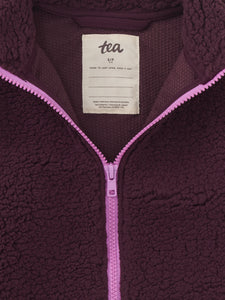 Tea Collection Teddy Fleece Zip Up Jacket - Purple Fig