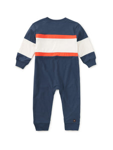 Tea Collection Colorblock Rugby Baby Romper - Naval Blue