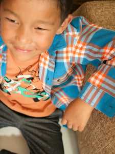 Tea Collection Flannel Button Up Baby Shirt - Blue Plaid