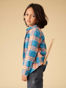 Tea Collection Flannel Button Up Shirt - Blue Plaid