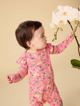 Load image into Gallery viewer, Tea Collection Ruffle Shoulder Baby Romper - Rabbit &amp; Turtle Folktale
