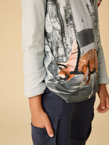 Tea Collection Long Sleeve Graphic Tee - Dino in Seoul