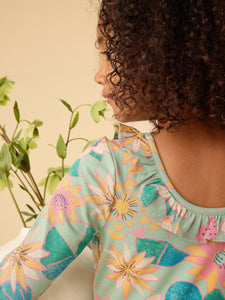 Tea Collection Ruffle Collar Ballet Dress - Chalk Water Lillies