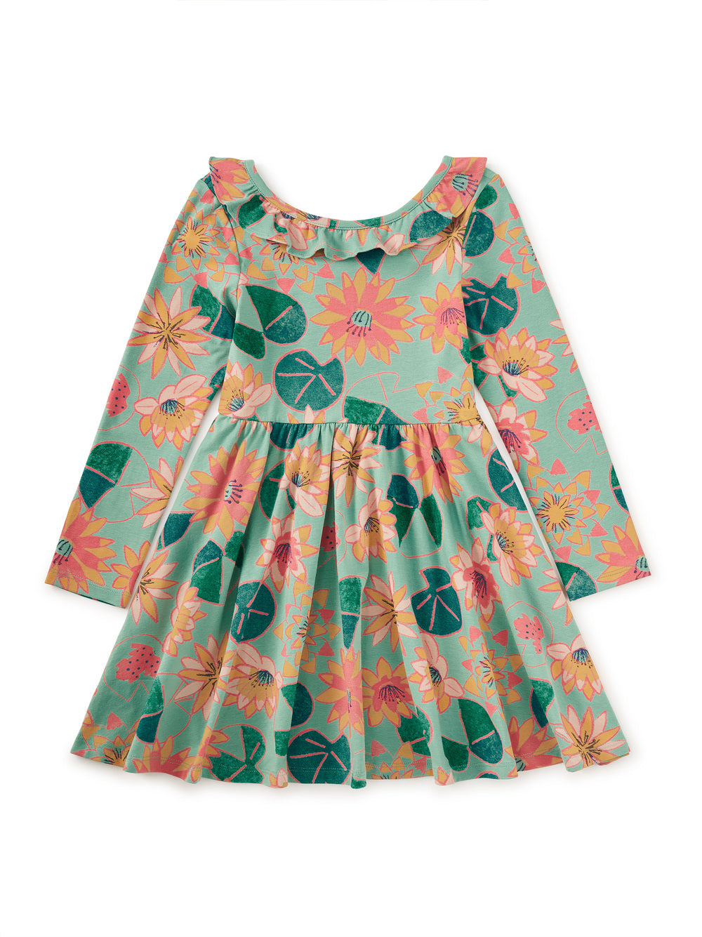 Tea Collection Ruffle Collar Ballet Dress - Chalk Water Lillies