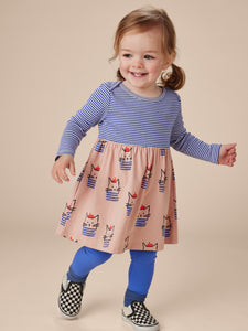 Tea Collection Baby Print Mix Skirted Dress -Chat