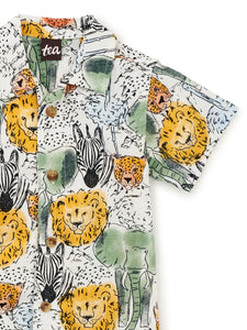 Tea Collection Printed Camp Baby Shirt - Safari Toile