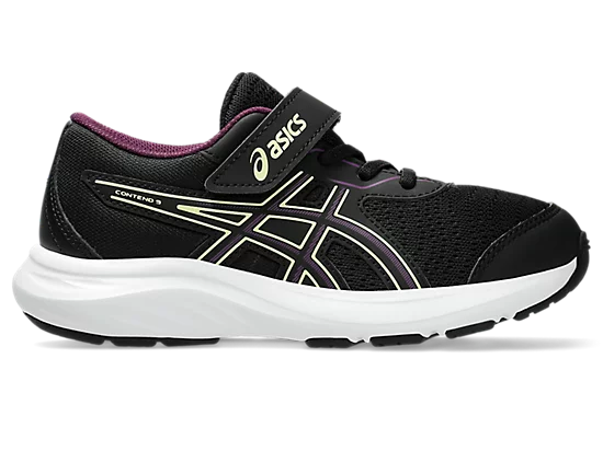 NEW Asics Contend 9 PS Velcro Black Deep Mauve