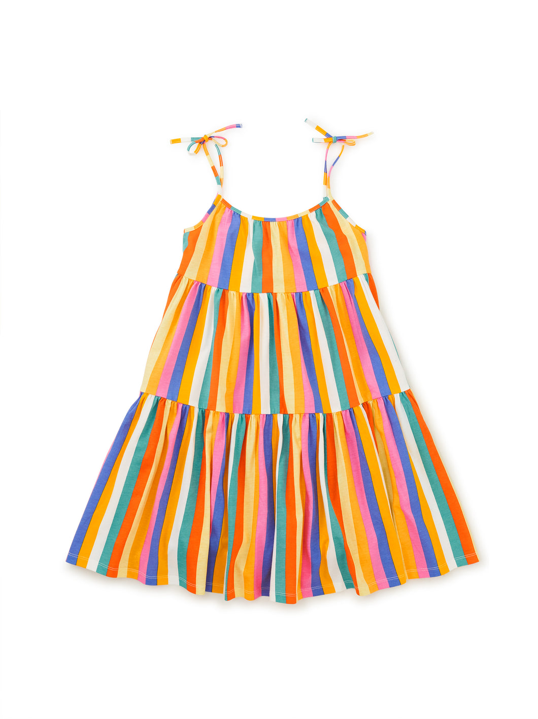 Tea Collection Tie Shoulder Tiered Dress - Sunset Stripe