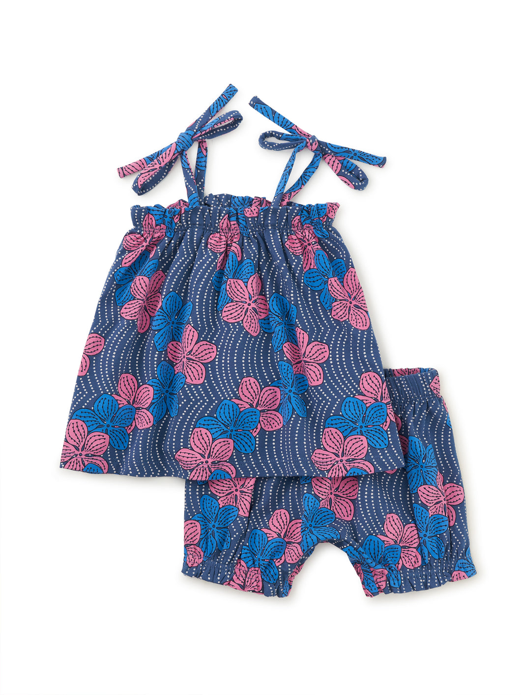 Tea Collection Tie Shoulder Baby Set - Wavy Plumeria