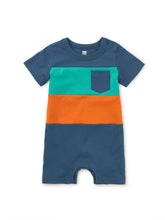 Load image into Gallery viewer, Tea Collection Pop Pocket Shortie Baby Romper - Indian Teal
