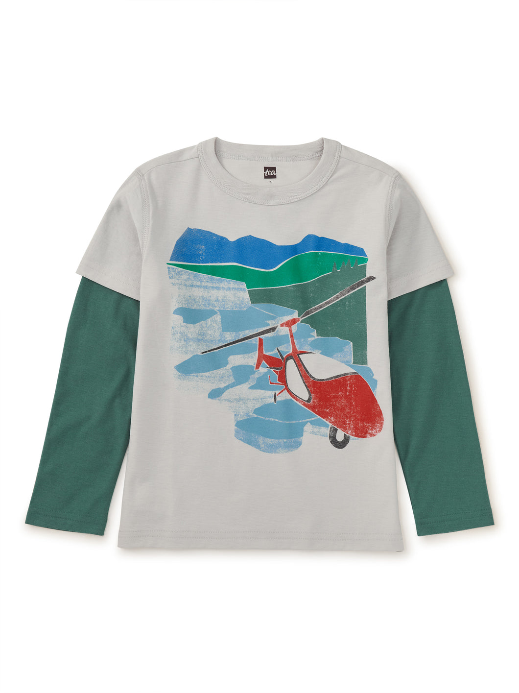 Tea Collection Helicopter Layered Sleeve Tee - Vapor