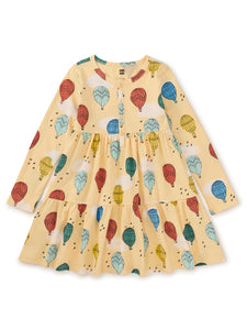 Tea Collection Long Sleeve Tiered Henley Dress - Hot Air Balloons