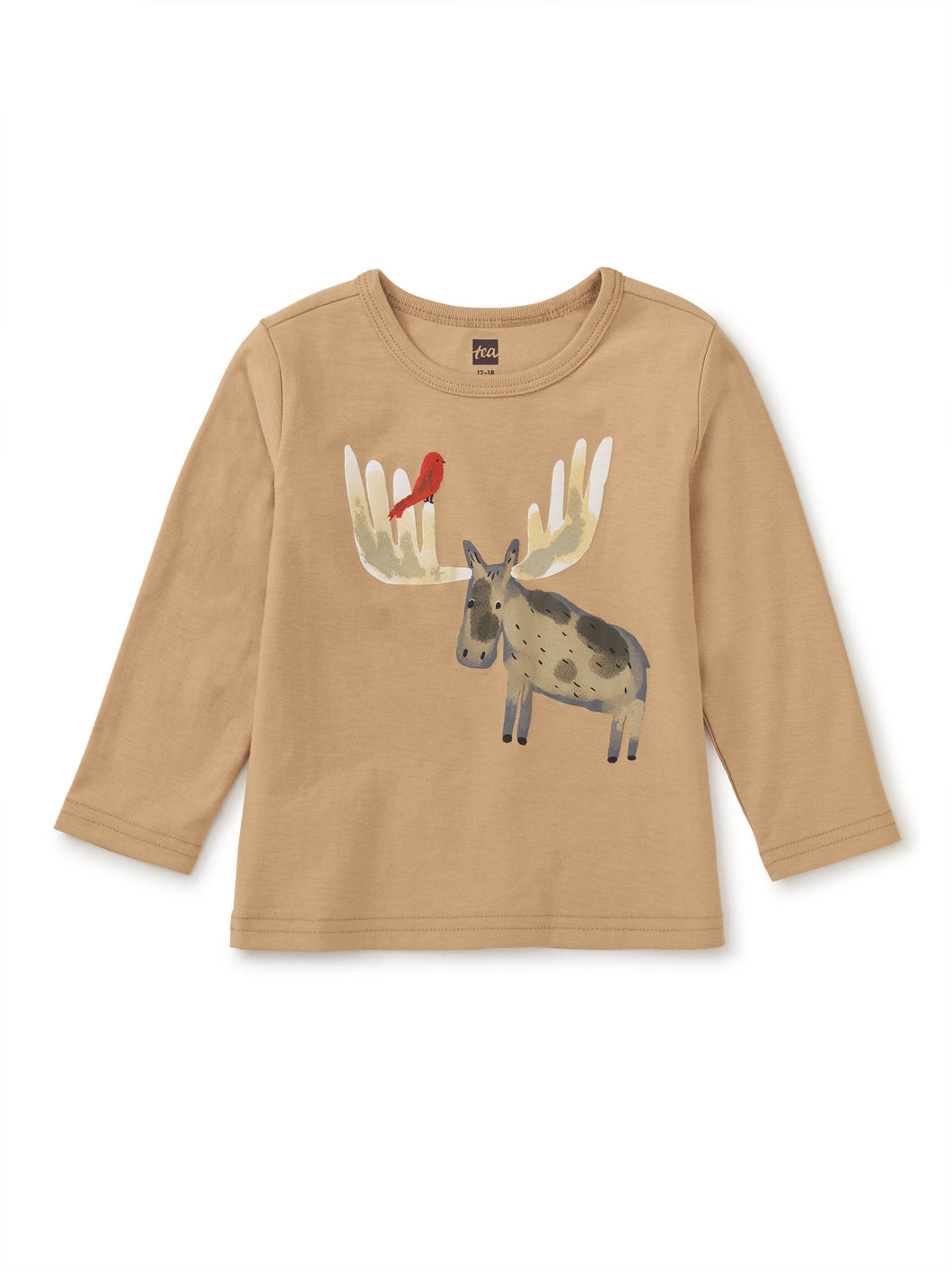 Tea Collection Moose & Bird Baby Graphic Tee - Balsa Wood