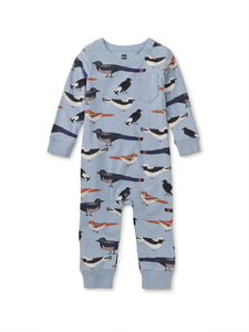 Tea Collection Long Sleeve Pocket Baby Romper - Birds