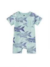Load image into Gallery viewer, Tea Collection Pocket Shortie Baby Romper - Brazilian Killifish
