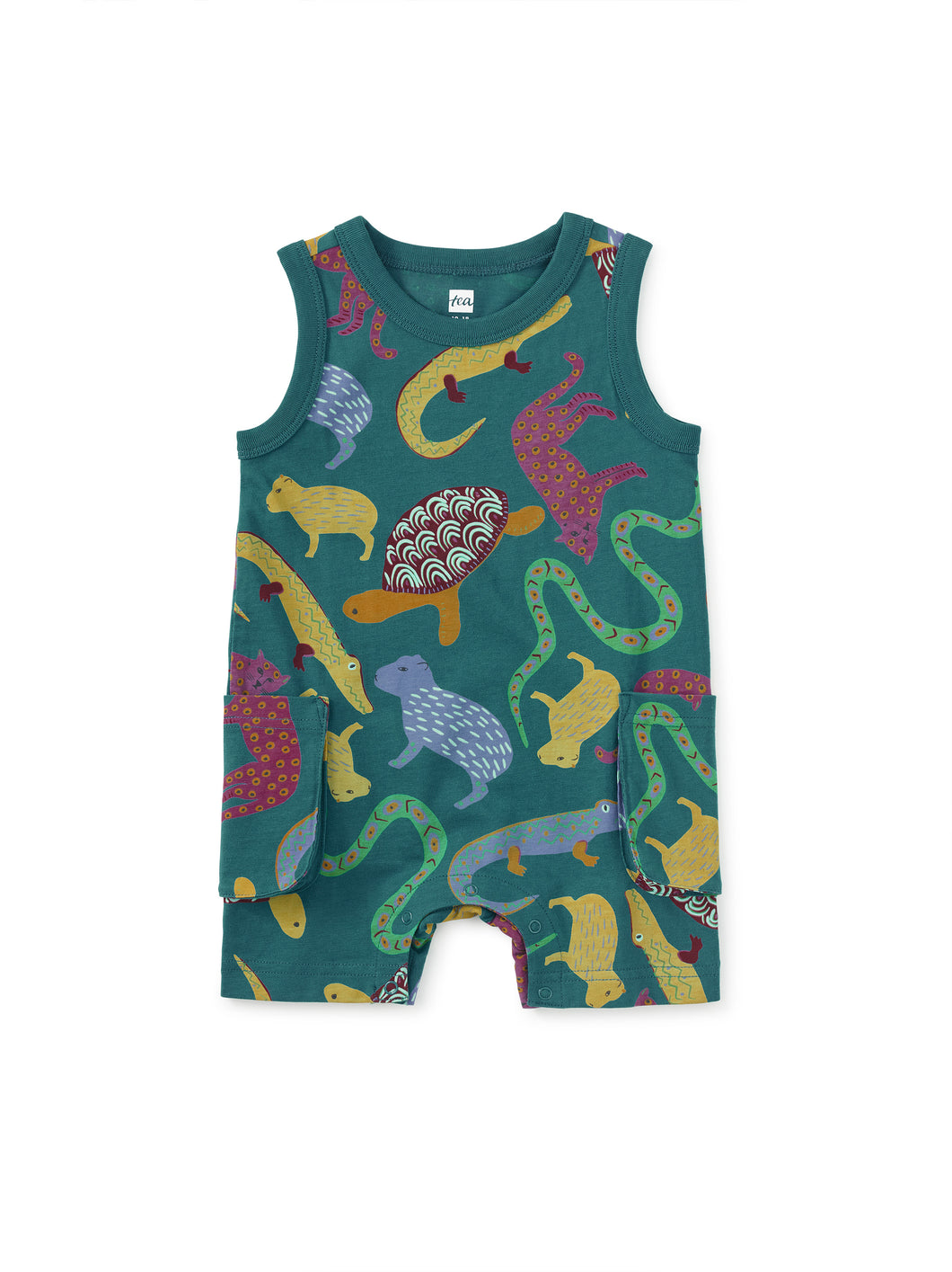 Tea Collection Sleeveless Baby Romper - Brazilian Animals