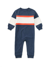 Load image into Gallery viewer, Tea Collection Colorblock Rugby Baby Romper - Naval Blue
