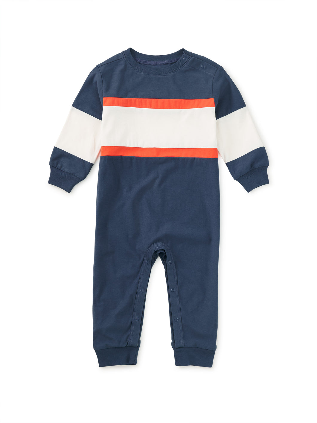 Tea Collection Colorblock Rugby Baby Romper - Naval Blue