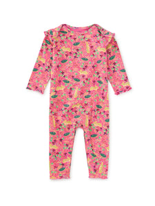 Tea Collection Ruffle Shoulder Baby Romper - Rabbit & Turtle Folktale