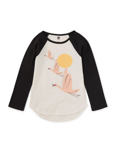 Tea Collection Long Sleeve Graphic Raglan Tee - Flying Cranes