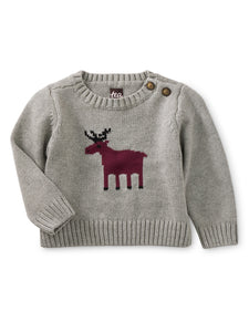Tea Collection Moose Baby Sweater - Heather Grey