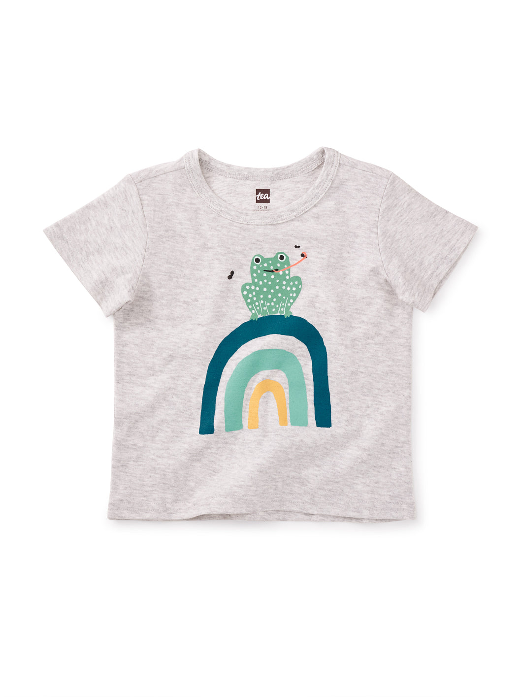 Tea Collection Rainbow Frog Baby Tee- Light Grey