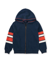 Load image into Gallery viewer, Tea Collection Elbow Stripe Hoodie - Whale Blue
