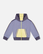 Load image into Gallery viewer, NEW! Deux Par Deux French Terry Hoodie - Blue and Lime
