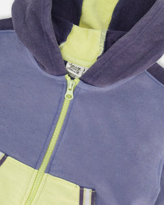 NEW! Deux Par Deux French Terry Hoodie - Blue and Lime