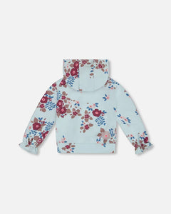 Deux Par Deux Fleece Hoodie - Light Blue Floral