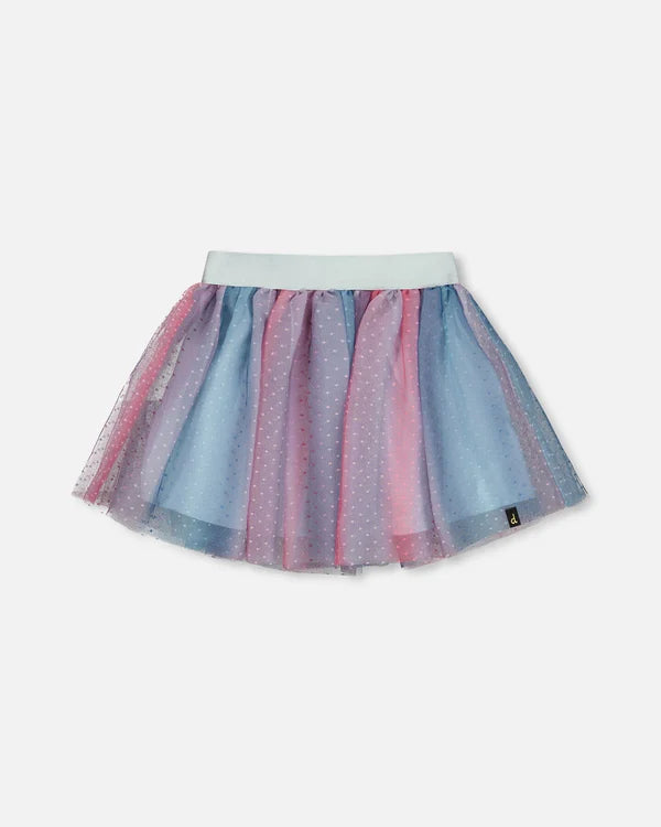 Deux Par Deux Striped Tulle Skirt - Rainbow