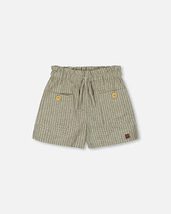 Deux Par Deux Linen Shorts - Green & White Striped