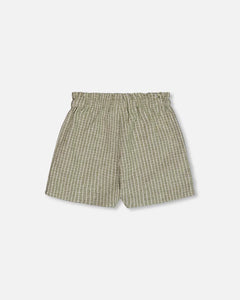 Deux Par Deux Linen Shorts - Green & White Striped