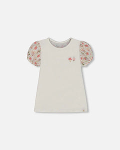 Deux Par Deux Puff Sleeve Top - Off White