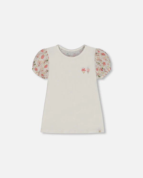Deux Par Deux Puff Sleeve Top - Off White