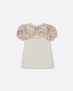 Deux Par Deux Puff Sleeve Top - Off White