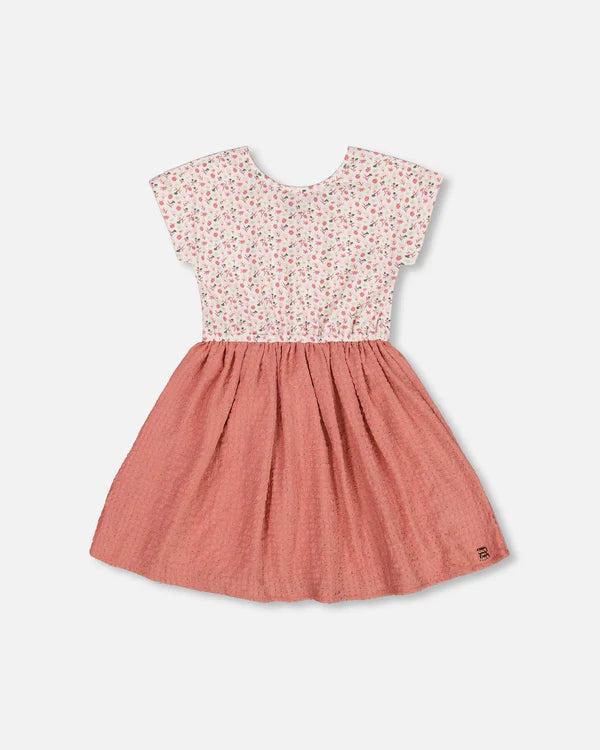 Deux Par Deux Bi-Material Dress - Strawberries