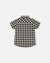 Load image into Gallery viewer, Deux Par Deux Button Down Shirt - Black &amp; Beige Plaid
