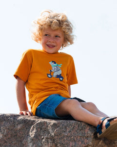 Deux Par Deux Graphic Tee - Orange & Blue Scooter