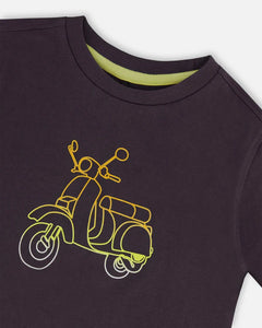 Deux Par Deux Graphic Tee - Dark Grey Scooter