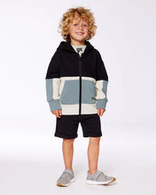 Load image into Gallery viewer, Deux Par Deux French Terry Hoodie - Anthracite &amp; Teal
