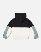 Load image into Gallery viewer, Deux Par Deux French Terry Hoodie - Anthracite &amp; Teal
