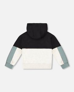 Deux Par Deux French Terry Hoodie - Anthracite & Teal