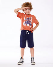 Load image into Gallery viewer, Deux Par Deux Graphic Tee - Navy &amp; Orange Dino
