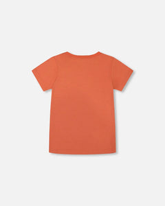 Deux Par Deux Graphic Tee - Navy & Orange Dino