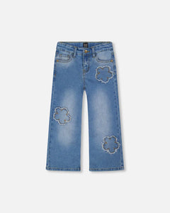 Deux Par Deux Wide Leg Jeans - Light Blue Denim