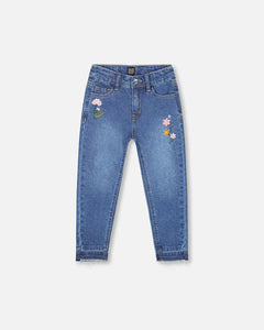 Deux Par Deux Frayed Hem Jeans - Navy Denim