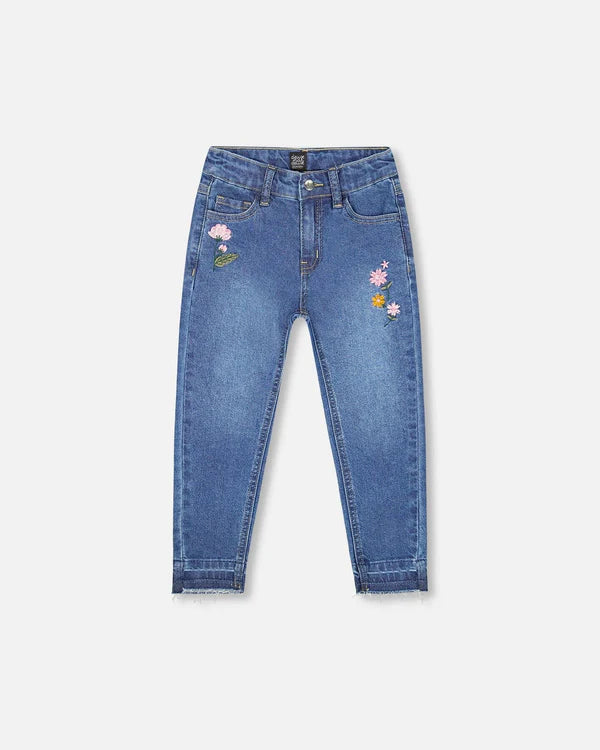 Deux Par Deux Frayed Hem Jeans - Navy Denim