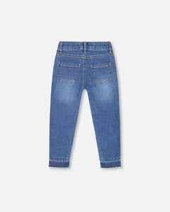 Deux Par Deux Frayed Hem Jeans - Navy Denim