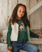 Load image into Gallery viewer, Deux Par Deux Reversible Faux Fur Vest - Off White/Sage Green
